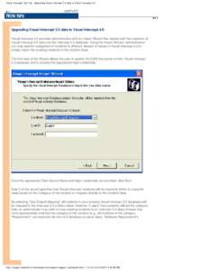 Visual Intercept Tech Tip - Upgrading Visual Intercept 3.5 data to Visual Intercept 4.0