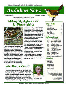 Connecting people with birds and their environment.  Audubon News September 2012	  Volume 18 Issue 1