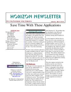 Horizon Newsletter Informing Businesses Using Computers January - AprilSave Time With These Applications