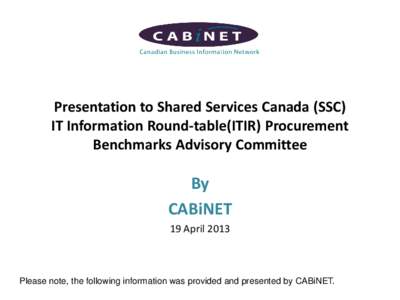 Presentation to Shared Services Canada  Procurement