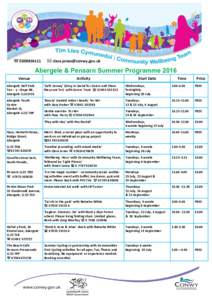      Abergele & Pensarn Summer Programme 2016 Venue