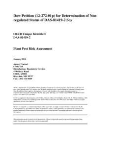 Dow Petition01p) for Determination of Nonregulated Status of DASSoy  OECD Unique Identifier: DASPlant Pest Risk Assessment
