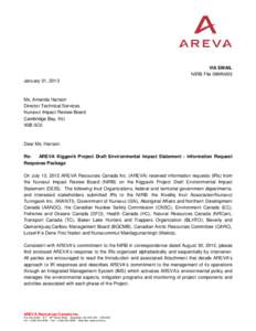 AREVA IR Submission Cover Letter