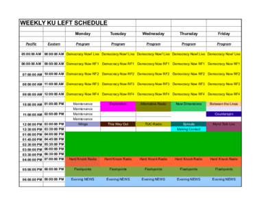 WEEKLY KU LEFT SCHEDULE  Pacific Eastern