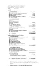 MERCY MARICOPA INTEGRATED CARE STATEMENT OF FINANCIAL POSITION AS OF: June 30, 2014 ASSETS 101