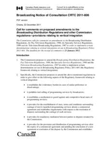 Broadcasting Notice of Consultation CRTC[removed]