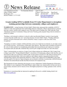 News Release U.S. Department of Labor For Immediate Release Office of Public Affairs Washington, D.C. Release Number: NAT