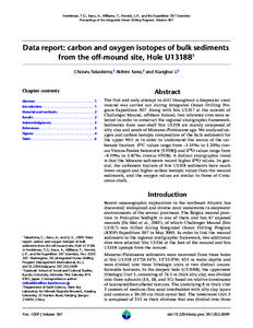 Ferdelman, T.G., Kano, A., Williams, T., Henriet, J.-P., and the Expedition 307 Scientists Proceedings of the Integrated Ocean Drilling Program, Volume 307 Data report: carbon and oxygen isotopes of bulk sediments from t