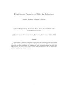 Principles and Parameters of Molecular Robustness David C. Krakauer & Joshua B. Plotkin (1) Santa Fe Institute, Hyde Park Road, Santa Fe, NM[removed]USA. [removed]