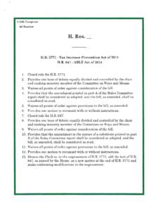 113th Congress 2d Session H. Res.  H.R[removed]Tax Increase Prevention Act of 2014