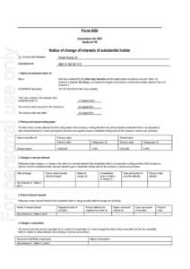 Form 604  For personal use only Corporations Act 2001 Section 671B