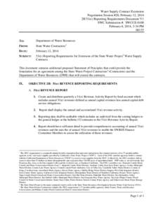 Water Supply Contract Extension Negotiation Session #20, February 12, 2014 2H 51(e) Reporting Requirements Document V1 SWC Submission #: SWCCE-0100 February 6, 2014, 3:34 PM 00135