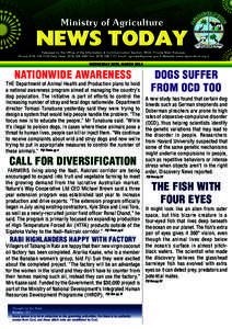 WEDNESDAY 26TH, MARCH[removed]NATIONWIDE AWARENESS THE Department of Animal Health and Production plans to hold a national awareness program aimed at managing the country’s