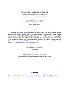 Bhumibol Adulyadej / Thaksin Shinawatra / The King Never Smiles / Sirikit / Vajiralongkorn / Lese-majesty / Political crisis in Thailand / Censorship in Thailand / Thailand / Thai people / Chakri Dynasty