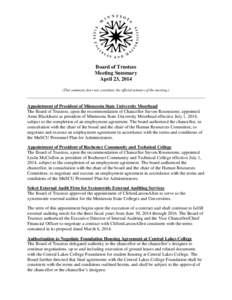 Chancellor / University governance / Minnesota State Colleges and Universities System / Internal audit / Knowledge / American Association of State Colleges and Universities / Academia / Education