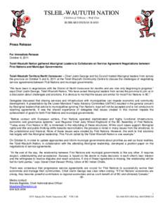 TSLEIL-WAUTUTH NATION Children of TAKaya – Wolf Clan BURRARD INDIAN BAND  Press Release
