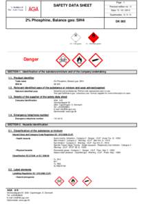 2% Phosphine Balance gas:SIH4