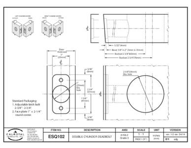 Template - ESQ102, Double Cylinder Deadbolt