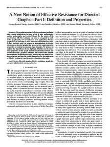 IEEE TRANSACTIONS ON AUTOMATIC CONTROL, VOL. 61, NO. 7, JULYA New Notion of Effective Resistance for Directed Graphs—Part I: Definition and Properties