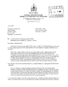 State of Vermont NATlLTRAL WSOURCES BOARD DISTRICT #4 ENVIRONMENTAL COMMISSION 11 1 West Street Essex Junction Vermont[removed]T[removed]F[removed]