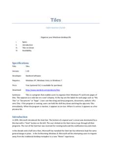 Tiles  Information Guide Organize your Windows desktop life I.