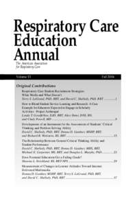 Respiratory Care Education Annual The American Association for Respiratory Care Volume 13