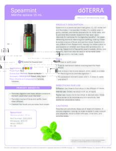 Spearmint  Mentha spicata 15 mL PRODUCT INFORMATION PAGE