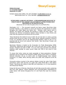 ! PRESS RELEASE For Immediate Release September 24, 2009 Contacts: Diana Velez-Griffen / Tel: ([removed]removed] Maria Reyes-Cano/ Tel: ([removed]removed]