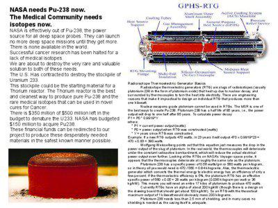 NASA needs Pu-238 now. The Medical Community needs isotopes now.