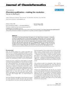 Knowledge / Technical communication / Open access / Open access journal / Chemistry Central / Scientific journal / American Chemical Society / Academic journal / BioMed Central / Publishing / Academic publishing / Academia