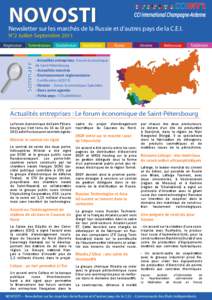 NOVOSTI  Newsletter sur les marchés de la Russie et d’autres pays de la C.E.I. N°2 Juillet-Septembre 2011 Turkménistan