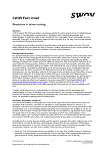 Factsheet Simulators in driver training