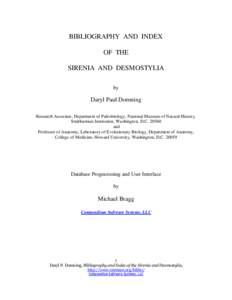 BIBLIOGRAPHY AND INDEX OF THE SIRENIA AND DESMOSTYLIA by  Daryl Paul Domning