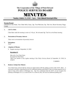 The Corporation of the Village of Point Edward  POLICE SERVICES BOARD MINUTES Tuesday, October 12,