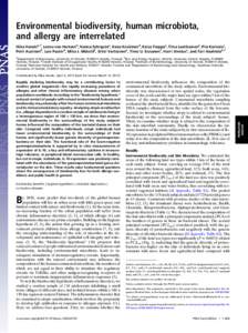 Environmental biodiversity, human microbiota, and allergy are interrelated Ilkka Hanskia,1, Leena von Hertzenb, Nanna Fyhrquistc, Kaisa Koskinend, Kaisa Torppaa, Tiina Laatikainene, Piia Karisolac, Petri Auvinend, Lars P