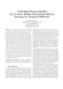 A Modular Neurocontroller for Creative Mobile Autonomous Robots Learning by Temporal Difference