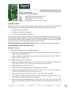 5020 Chesebro Road, Suite 200, Agoura Hills, CA[removed]Tel[removed], Fax[removed], www.aspeneg.com PROJECT MEMORANDUM SCE DPV2 TRANSMISSION PROJECT To: