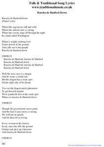 Folk & Traditional Song Lyrics - Knocka de Hanford Down