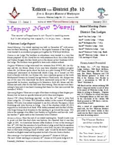 Letters from District No. 10 Free & Accepted Masons of Washington Published by: Whatcom Volume 12 - Issue 1