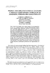 People and Organizational Culture: A Profile Comparison Approach to Assessing Person-Organization Fit