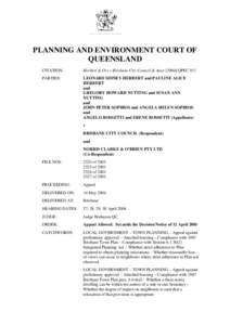 PLANNING AND ENVIRONMENT COURT OF QUEENSLAND CITATION: Herbert & Ors v Brisbane City Council & AnorQPEC 017