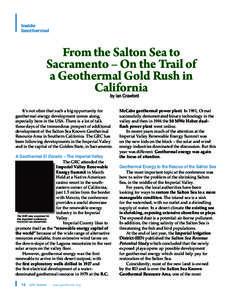 Inside Geothermal From the Salton Sea to Sacramento – On the Trail of a Geothermal Gold Rush in