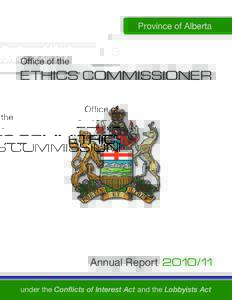 Province of Alberta  Office of the ETHICS COMMISSIONER