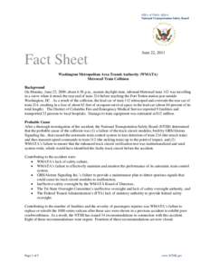Office of Public Affairs National Transportation Safety Board Fact Sheet  June 22, 2011