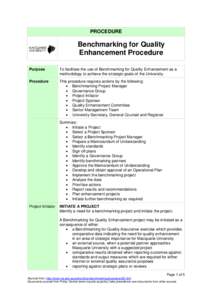 PROCEDURE  Benchmarking for Quality Enhancement Procedure Purpose