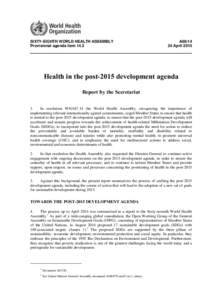 SIXTY-EIGHTH WORLD HEALTH ASSEMBLY Provisional agenda item 14.2 A68April 2015