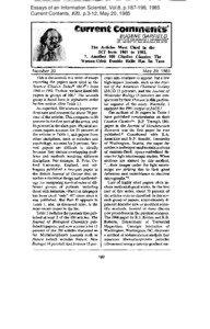 Essays of an Information Scientist, Vol:8, p[removed], 1985 Current Contents, #20, p.3-12, May 20, 1985