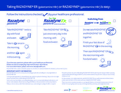 Taking RAZADYNE® ER (galantamine HBr) or RAZADYNE® (galantamine HBr) is easy: Follow the instructions checked (