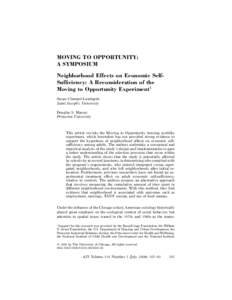 Neighborhood Effects on Economic SelfSufficiency: A Reconsideration of the Moving to Opportunity Experiment
