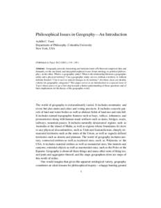 Philosophical Issues in Geography—An Introduction Achille C. Varzi Department of Philosophy, Columbia University New York, USA  (Published in Topoi 20:[removed]), 119– 130.)
